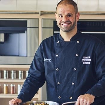 In the showroom kitchen with Sub-Zero, Wolf and Cove’s Corporate Chef Phillip Raspanti.