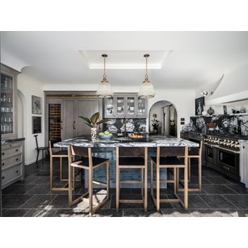 Andrews has outfitted his home kitchen with a Sub-Zero refrigerator and wine storage unit, Wolf range and Convection Steam Oven, and Cove dishwasher.