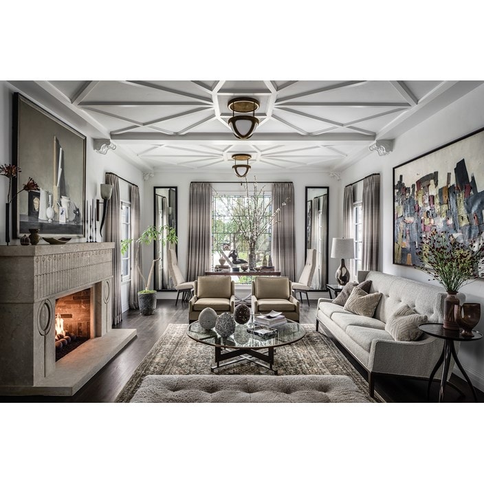 Jeff Andrews incorporates shapely furniture pieces custom-designed as part of his collection for A. Rudin. 