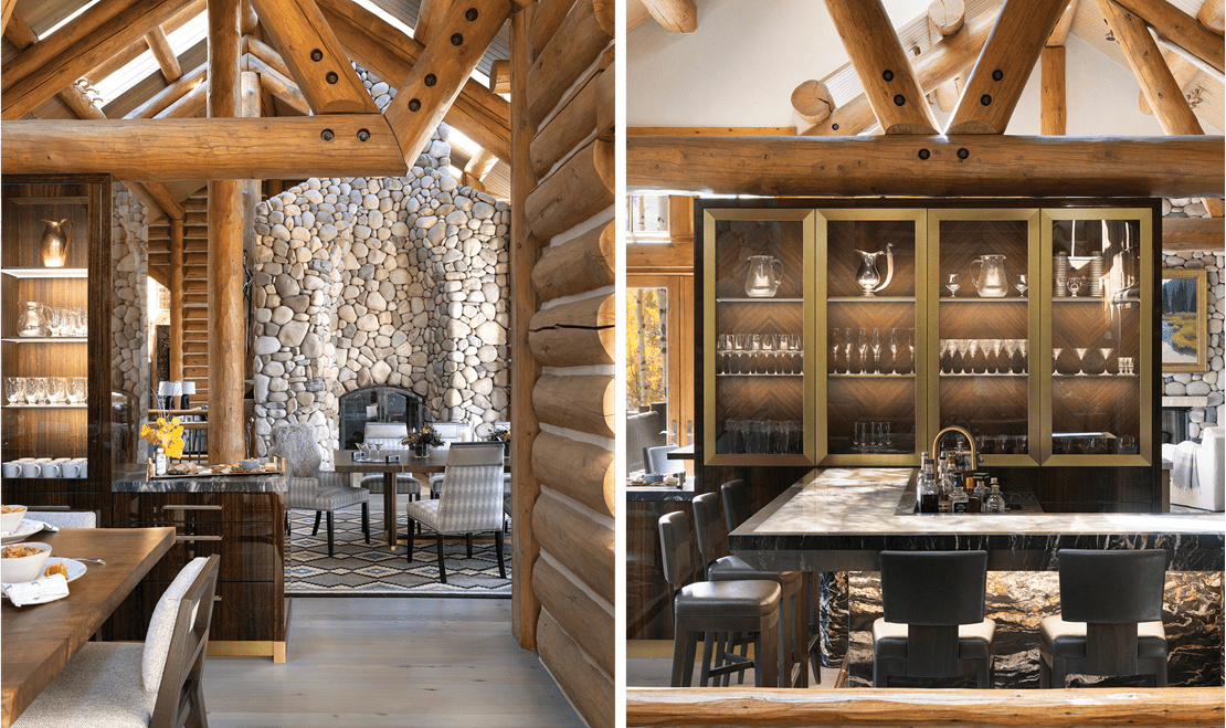 The bar and kitchen are mainstays, and they were a finalist in the 2022-2023 Sub-Zero, Wolf, and Cove Kitchen Design Contest.