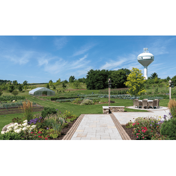 Outside of the Harvest Haven, behind the barn, eloquently demonstrates the farm-to-table aesthetic of the location.