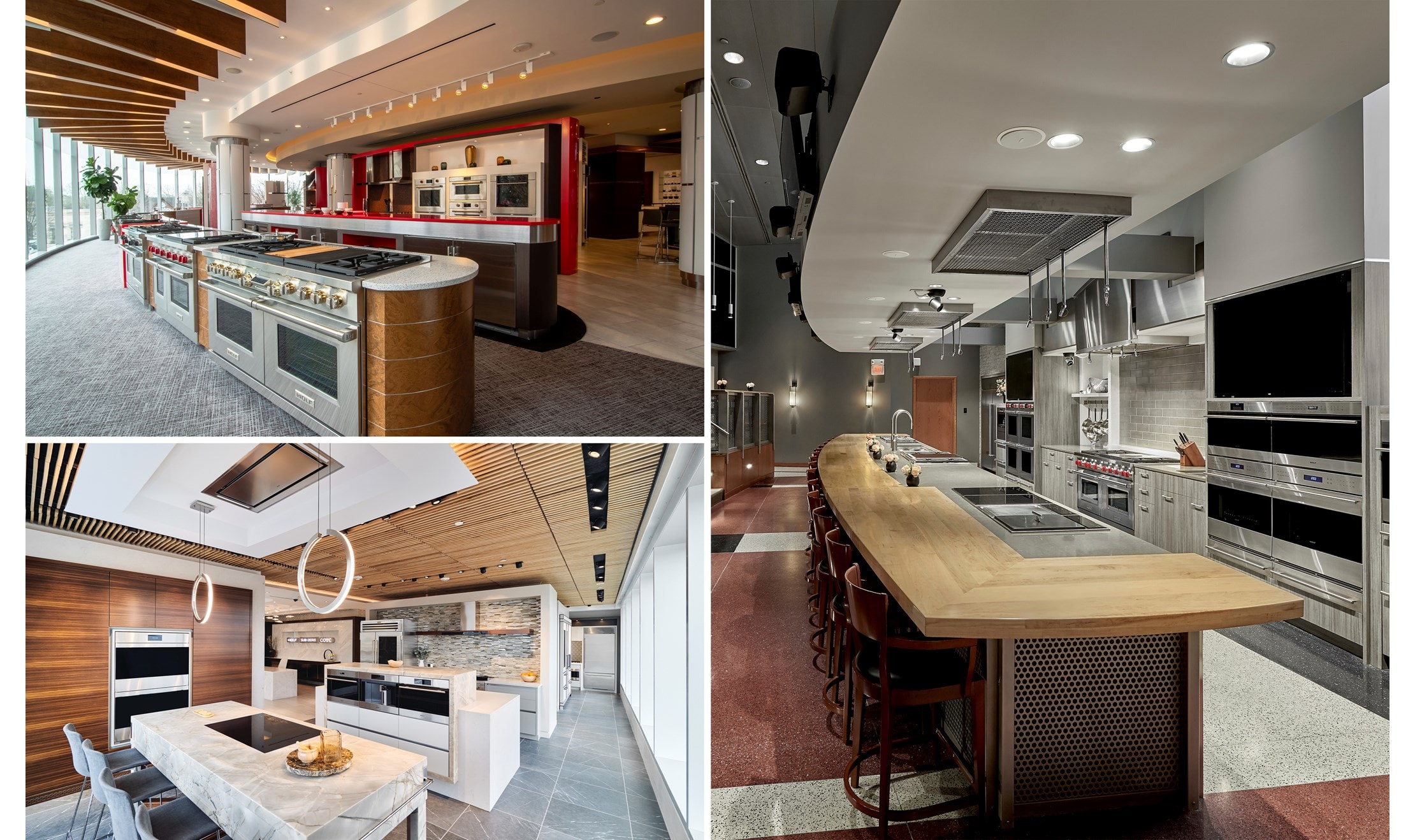 The majority of the Sub-Zero, Wolf, and Cove Showroom located in Glendale Heights was designed by Doug Durbin, the award-winning co-owner and Design Director of Chicago’s nuHaus.