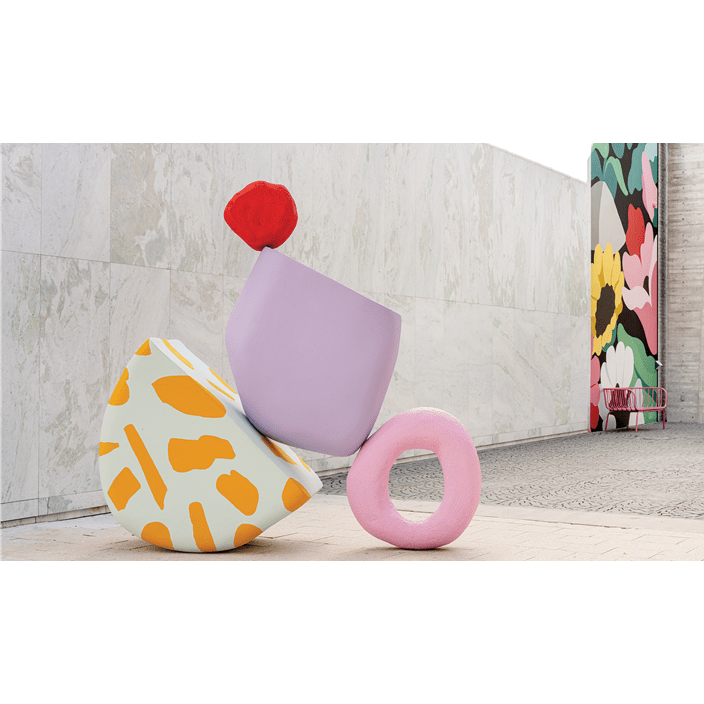 One of Alex Proba's high-profile public art installations featuring multiple bright hues.