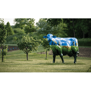 This colorful cow is apart of Sub-Zero's effort to support local artists by having them add farmyard flair to the gardens and barn.