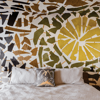 Designer Kyle Bunting has a creative style that incorporates unique pieces into every space, like this decorative bedroom.