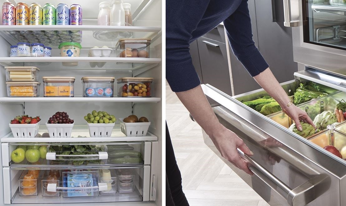 Sub-Zero Refrigerators adjustable shelves and crisper drawers help organize your food items and keep them fresher, longer.