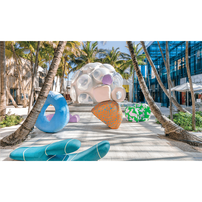 Studio Proba tends to focus on hues. This is showcased in an outdoor pool and soft furnishings piece.