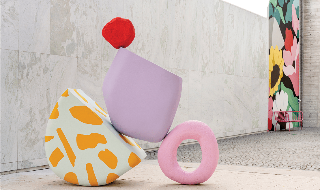 One of Alex Proba's high-profile public art installations featuring multiple bright hues.