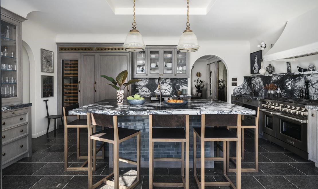 Andrews has outfitted his home kitchen with a Sub-Zero refrigerator and wine storage unit, Wolf range and Convection Steam Oven, and Cove dishwasher.