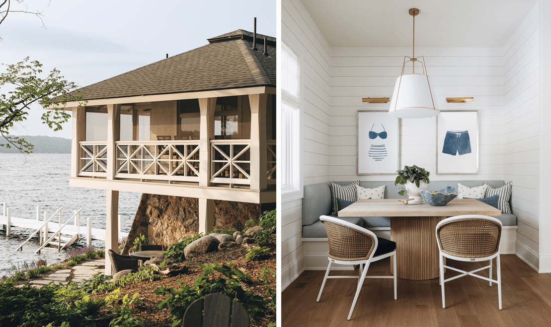 This elegant home is located on pristine Pine Lake, inspired by Wisconsin's rural atmosphere.