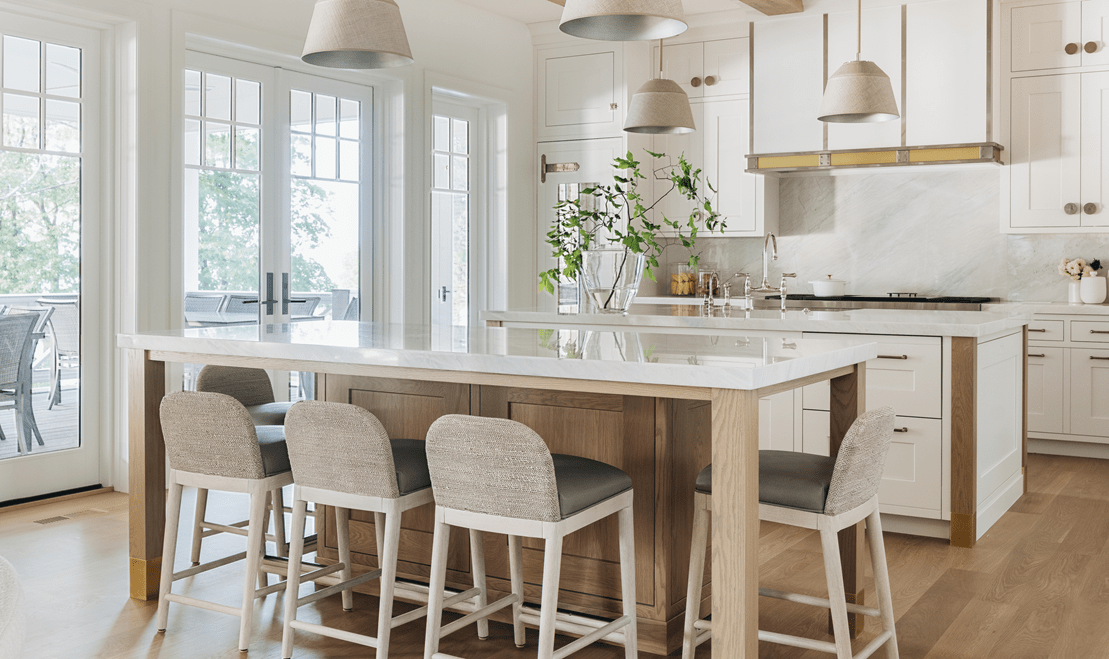 The kitchen features a wonderful outside view directly from the dining table.