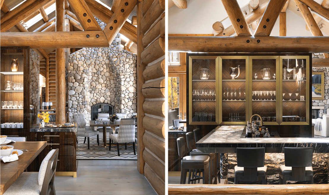 The bar and kitchen are mainstays, and they were a finalist in the 2022-2023 Sub-Zero, Wolf, and Cove Kitchen Design Contest.