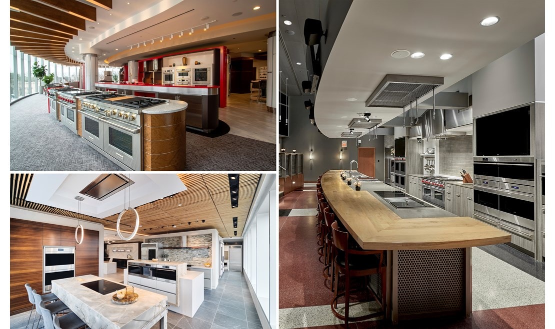 The majority of the Sub-Zero, Wolf, and Cove Showroom located in Glendale Heights was designed by Doug Durbin, the award-winning co-owner and Design Director of Chicago’s nuHaus.