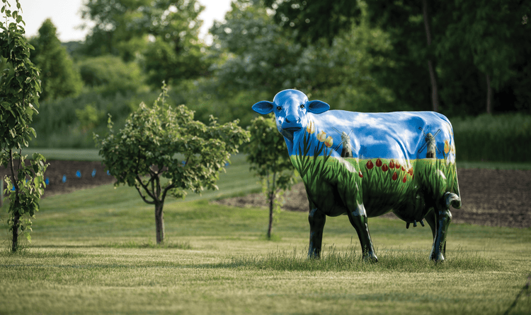 This colorful cow is apart of Sub-Zero's effort to support local artists by having them add farmyard flair to the gardens and barn.