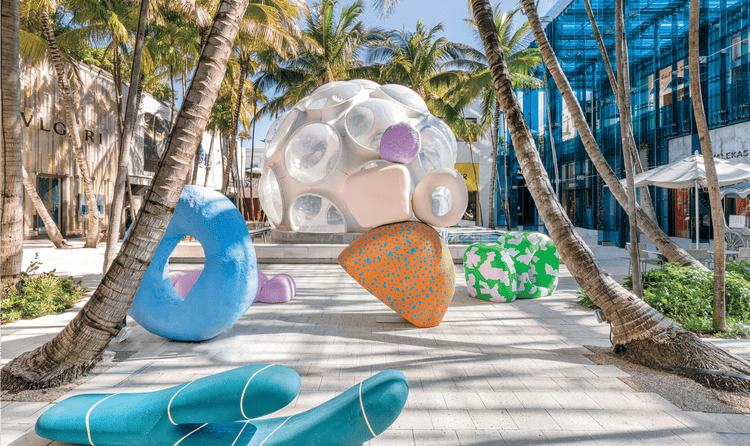 Studio Proba tends to focus on hues. This is showcased in an outdoor pool and soft furnishings piece.