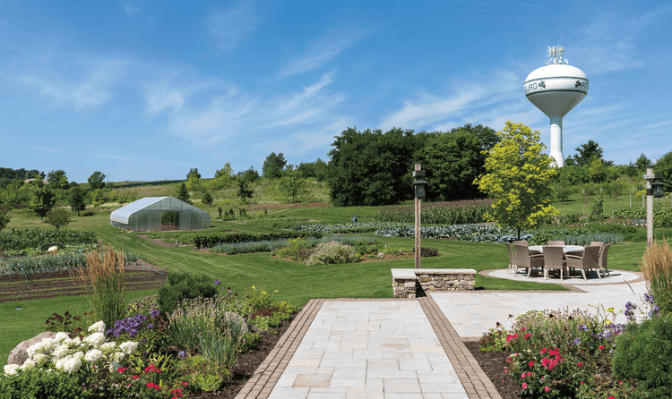 Outside of the Harvest Haven, behind the barn, eloquently demonstrates the farm-to-table aesthetic of the location.