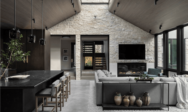 A wide shot of Mike Shively's First Time Entrant kitchen design, showcasing the unique open design of the area.