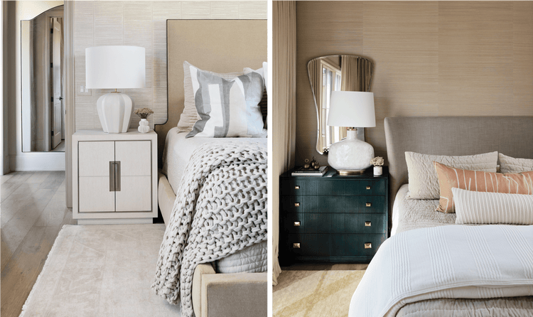 A neutral wall covering featuring a distinctly cozy bedroom. A neutral wall covering offers a different perspective on the effects of patterns within a living space."