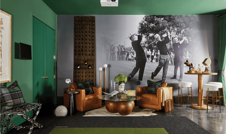 Each designer is allowed to design their space in any way they desire, like this golf-inspired living space.