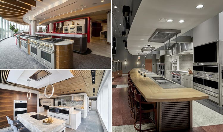 The majority of the Sub-Zero, Wolf, and Cove Showroom located in Glendale Heights was designed by Doug Durbin, the award-winning co-owner and Design Director of Chicago’s nuHaus.