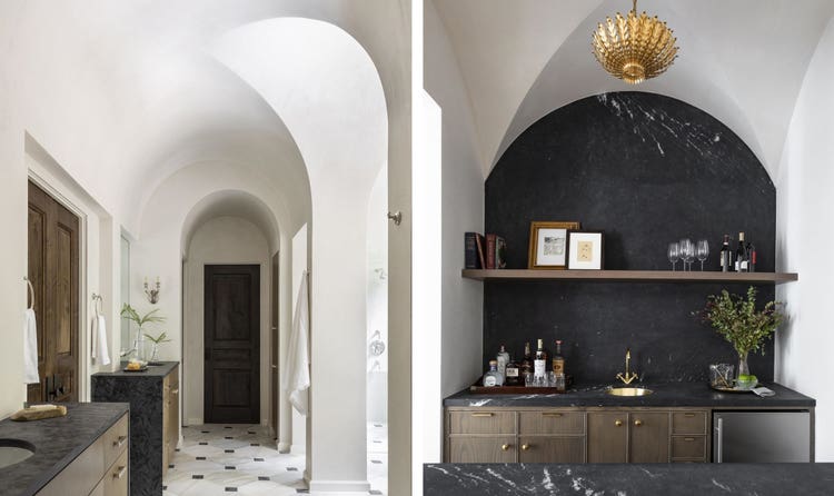 On the other side of the entry lives the oval-shaped formal dining room.