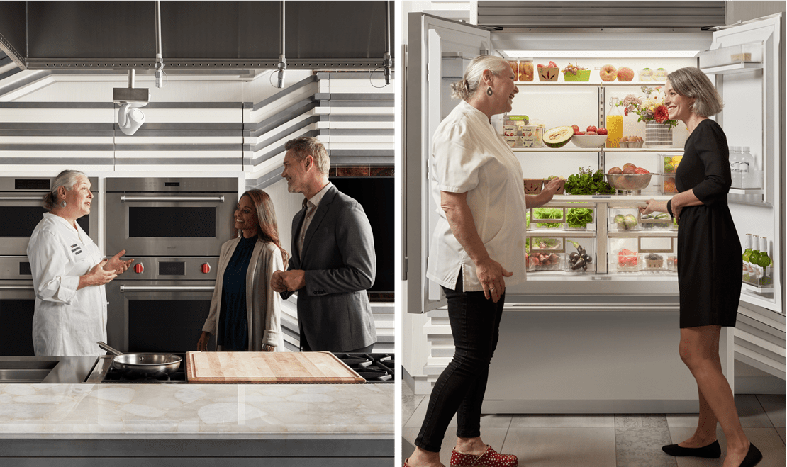 Sub-Zero, Wolf, and Cove Chef Molly Kruger assisting throughout the showroom.