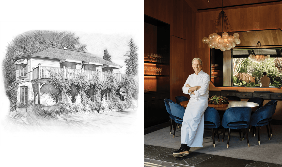 Keller, pitcured right, began cooking professionally in 1977, one year before the French Laundry, pictured left, opened.