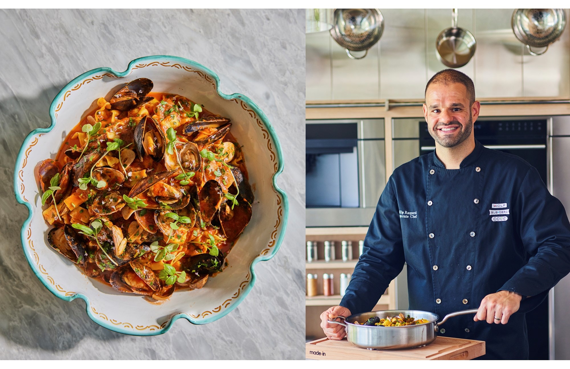 In the showroom kitchen with Sub-Zero, Wolf and Cove’s Corporate Chef Phillip Raspanti.