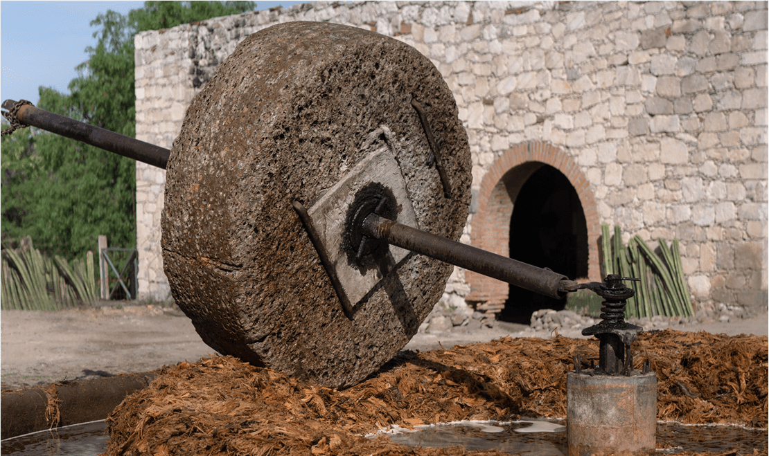 This Chilean mill is used specifically for the milling process for mezcal San Luis Potosí.