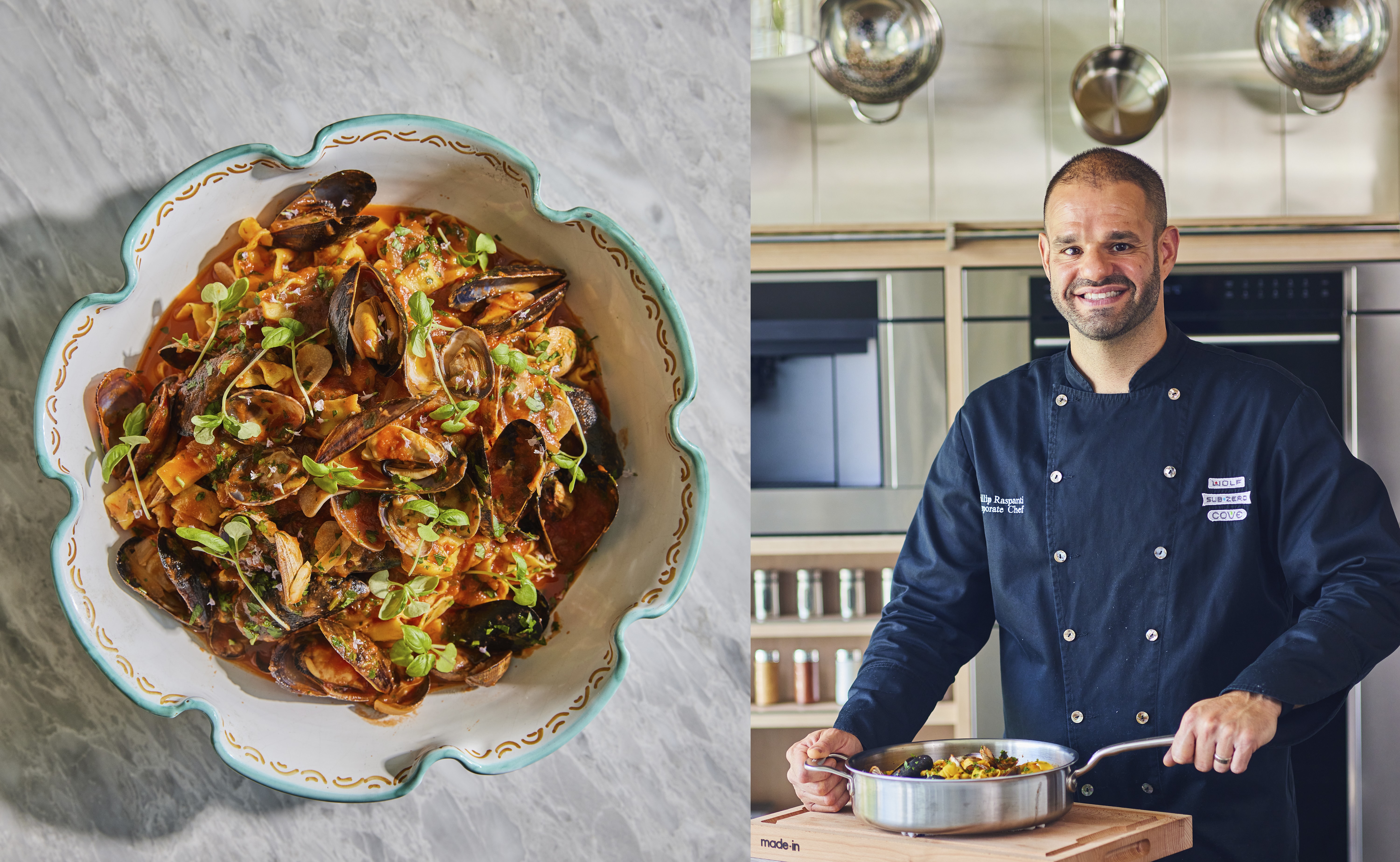 In the showroom kitchen with Sub-Zero, Wolf and Cove’s Corporate Chef Phillip Raspanti.