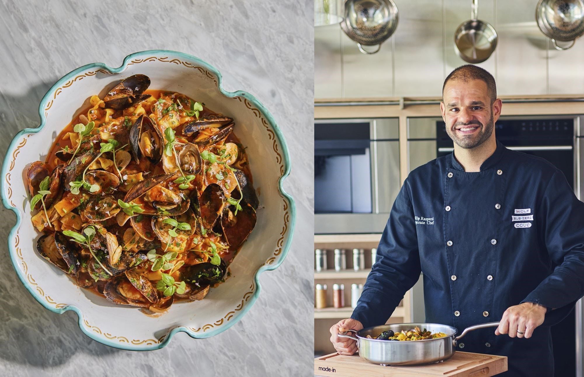 In the showroom kitchen with Sub-Zero, Wolf and Cove’s Corporate Chef Phillip Raspanti.