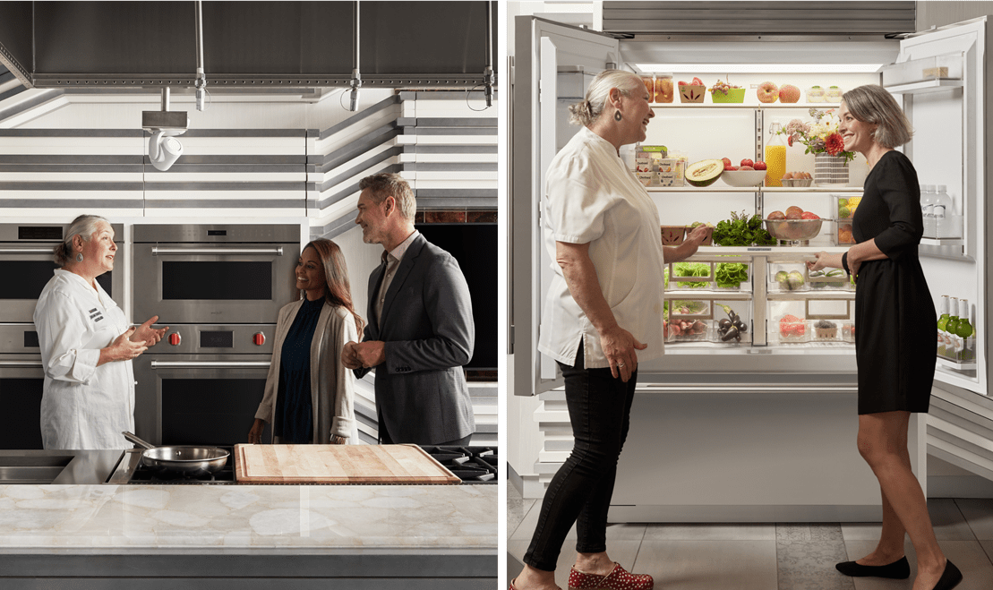 Sub-Zero, Wolf, and Cove Chef Molly Kruger assisting throughout the showroom.