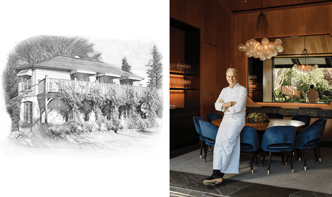 Keller, pitcured right, began cooking professionally in 1977, one year before the French Laundry, pictured left, opened.