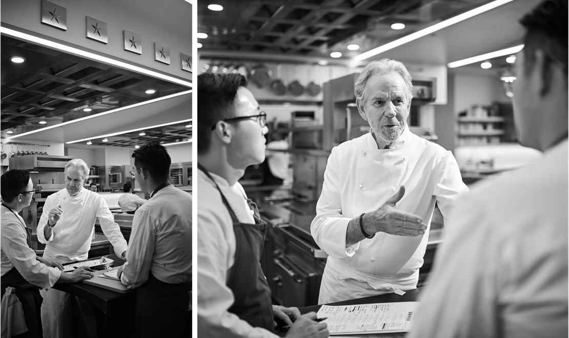 Thomas Keller collaborating with younger chefs as he hopes to support them in achieving their own professional goals.