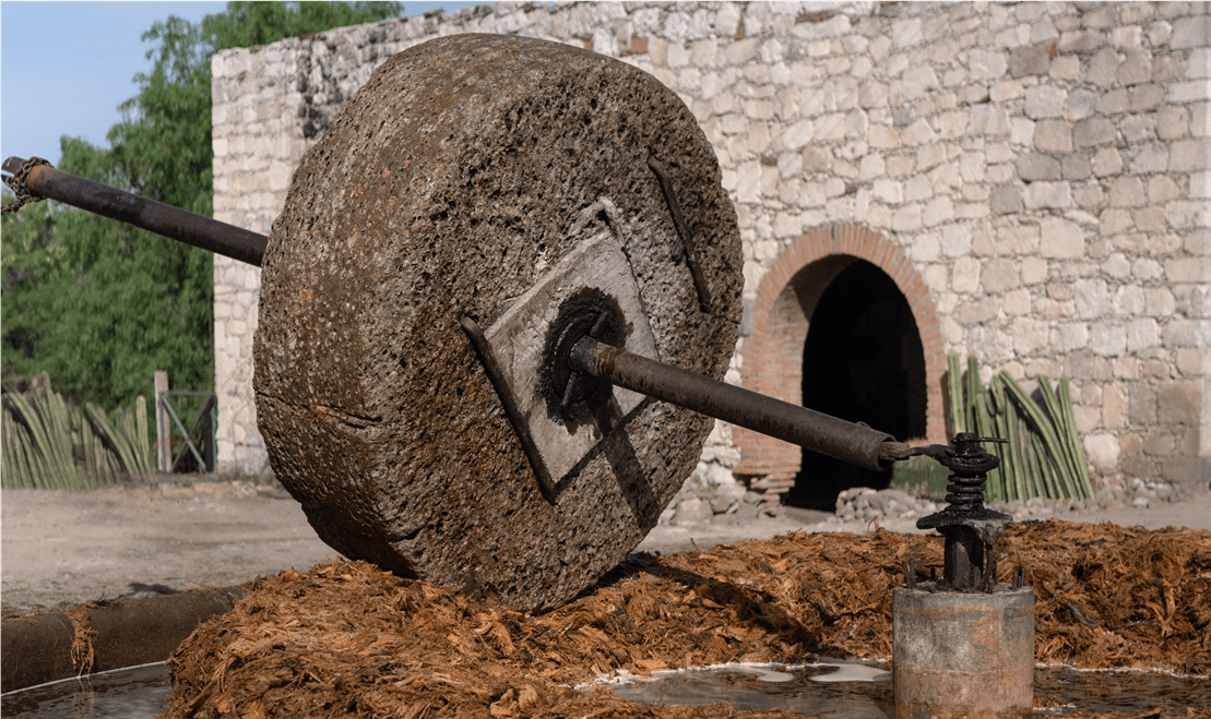 This Chilean mill is used specifically for the milling process for mezcal San Luis Potosí.