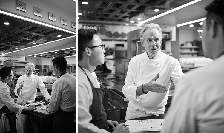 Thomas Keller collaborating with younger chefs as he hopes to support them in achieving their own professional goals.