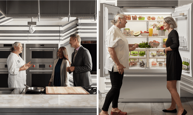 Sub-Zero, Wolf, and Cove Chef Molly Kruger assisting throughout the showroom.