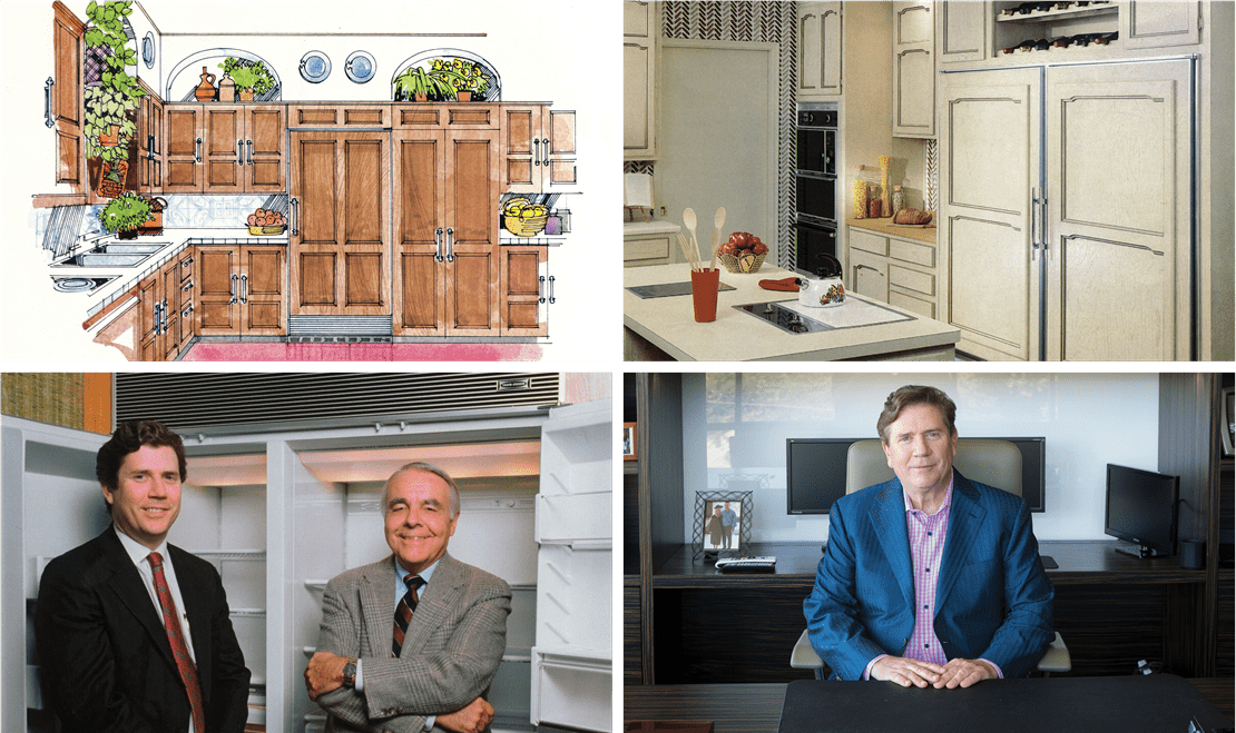 Four images: 1. An illustration of a retro kitchen, 2. 80s style kitchen, 3. Jim Bakke & Homer Price, 4. Jim Bakke.