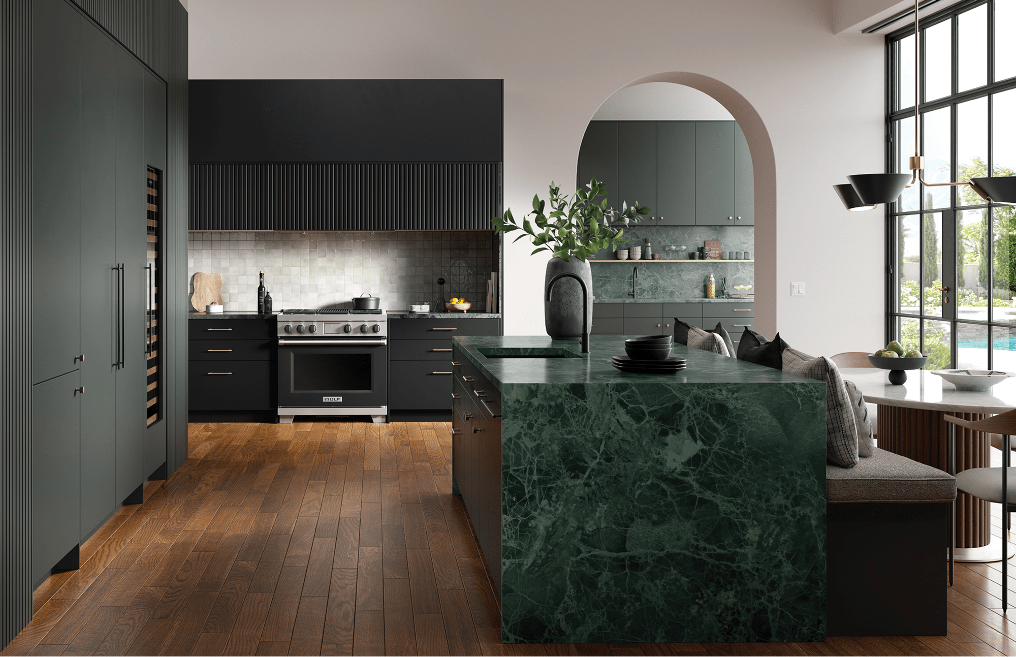 New Wolf dual installation kits, accent doors, and knobs allow for greater customization within the kitchen.