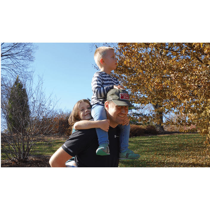 Hasburgh spends quality time with his two children in a small town outside of Madison, WI.