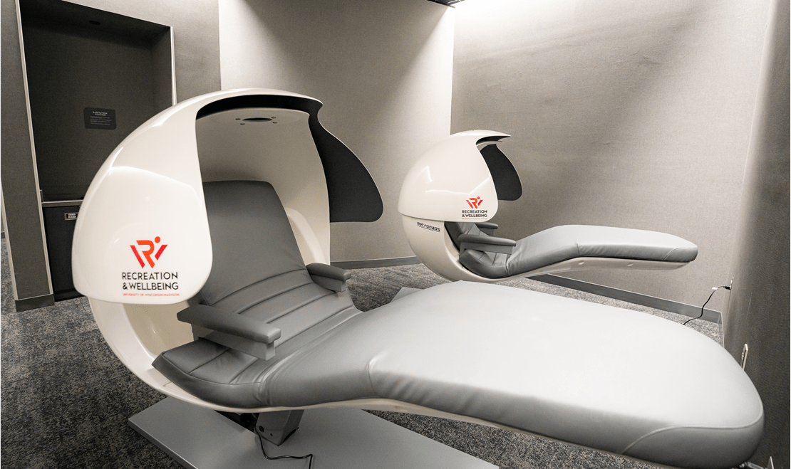 The Bakke Center at the University of Wisconsin-Madison contains many nap pods, peer-to-peer areas, and meditation rooms.