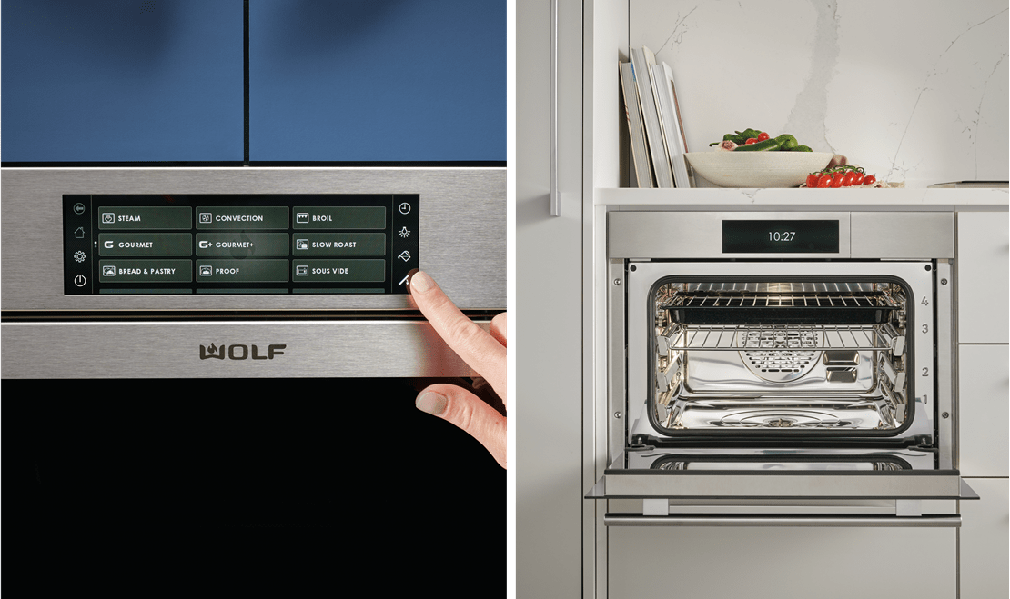 The Wolf Convection Steam Oven has many different modes and settings to utilize, including temperature and humidity sensors.