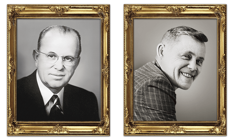 Pictured right: Westye F. Bakke. Pictured left: Westye's son, Lawrence Clarke Bakke, known as "Bud".
