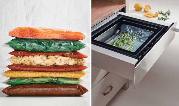 The Wolf Vacuum Seal Drawer makes meal prep easy. Perfect for planning ahead for those busy days or weeks.