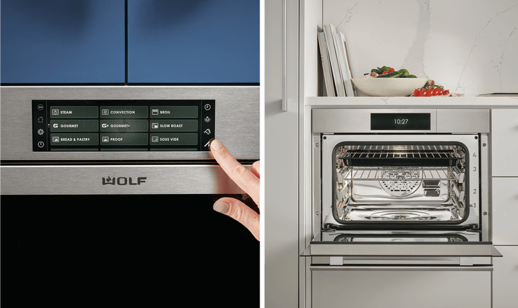 The Wolf Convection Steam Oven has many different modes and settings to utilize, including temperature and humidity sensors.