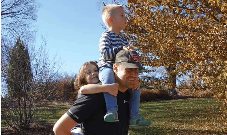 Hasburgh spends quality time with his two children in a small town outside of Madison, WI.