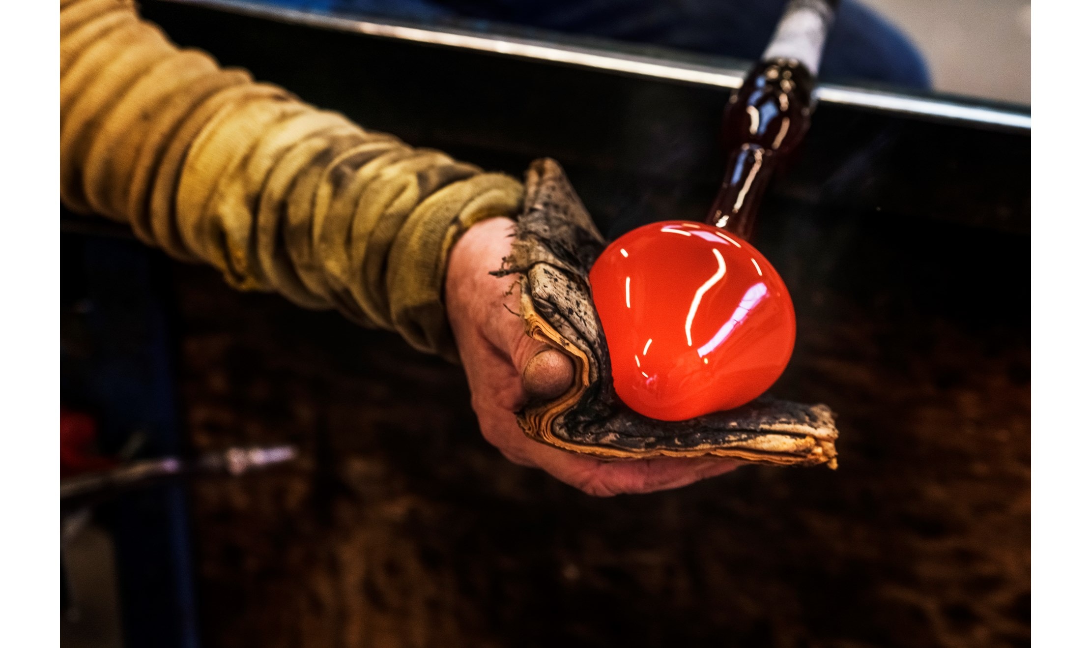 The glassware in the studio’s London, 1650 collection was mouth-blown using 17th-century techniques.  