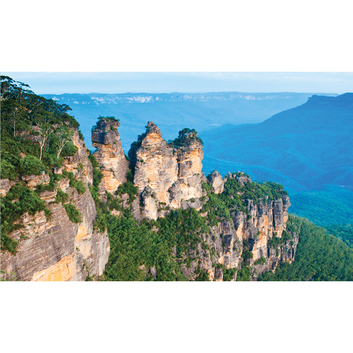 Aerial view of the Blue Mountains in New South Wales, Australia, which holds spiritual meaning for Aboriginal Australians.