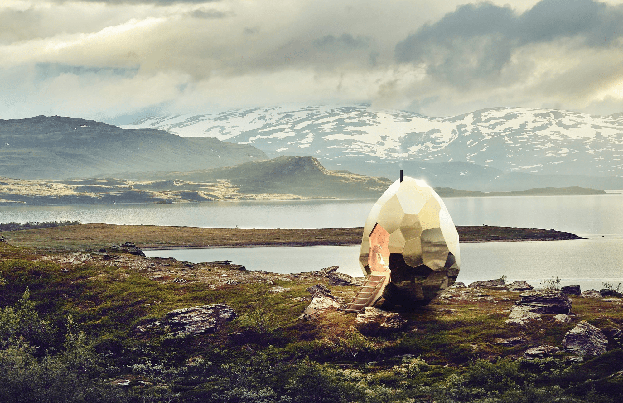 Sweden's Solar Egg can support contrast therapy, a popular wellness trend, which involves going from extreme heat to cold.
