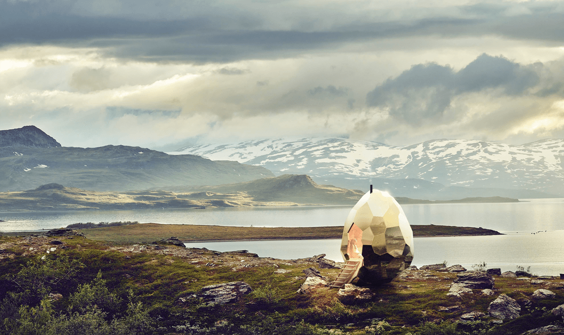 Sweden's Solar Egg can support contrast therapy, a popular wellness trend, which involves going from extreme heat to cold.